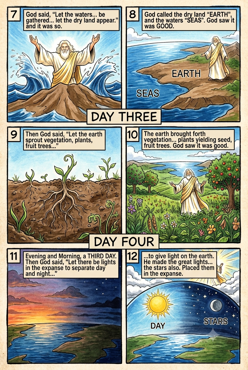 Genesis 1 illustration: Day Three & Four