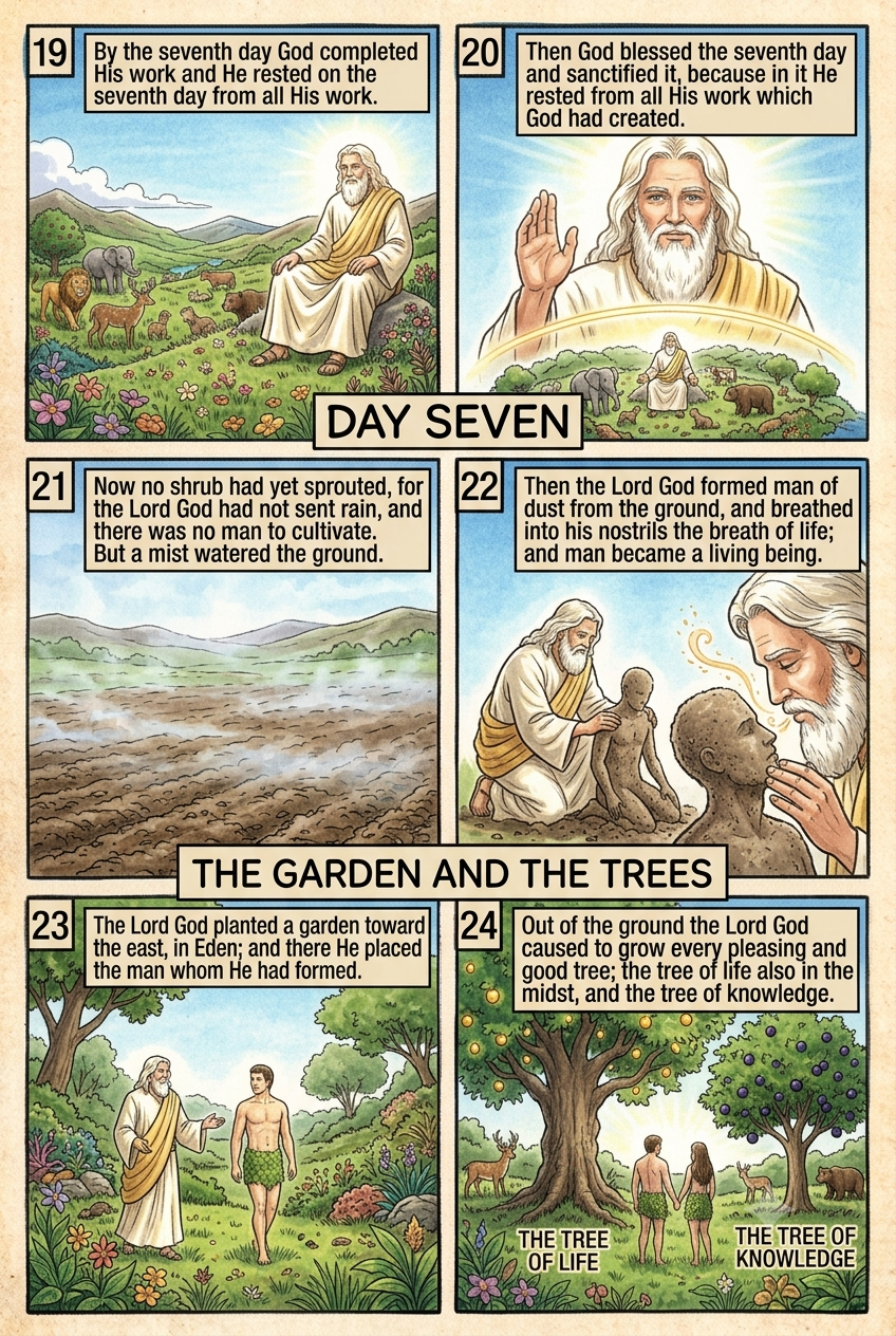 Genesis 2 illustration: Day Seven & The Garden